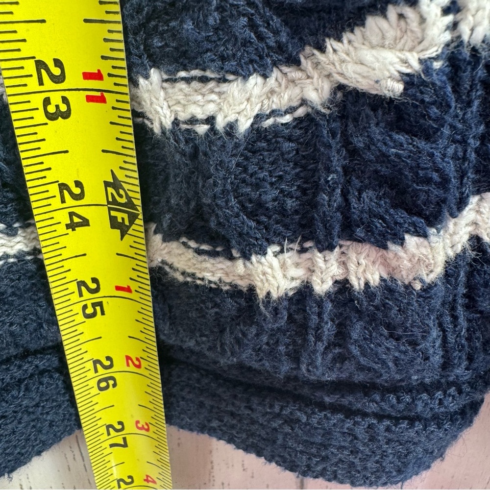 FatFace Striped Knit Hoodie Cardigan Navy White Size 8 Preppy Coastal Grandma - Picture 15 of 15